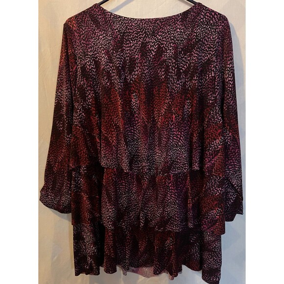 SUSAN GRAVER Liquid Knit Layered Purple Multi Tunic Whimsigoth Boho Women's 2X - Picture 6 of 8